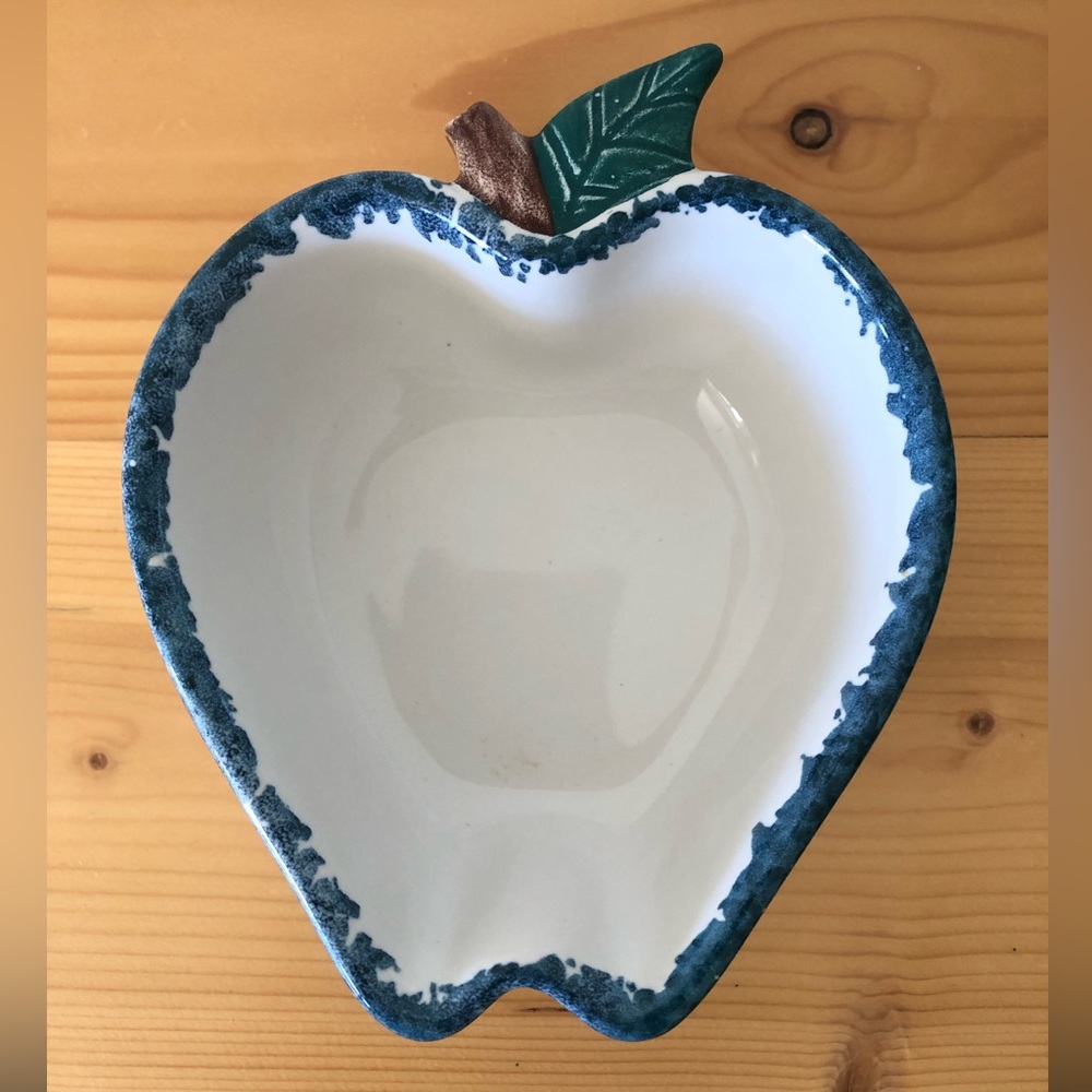 Vintage Chaparral Pottery USA Apple Candy Trinket Dish Spongeware Farmhouse